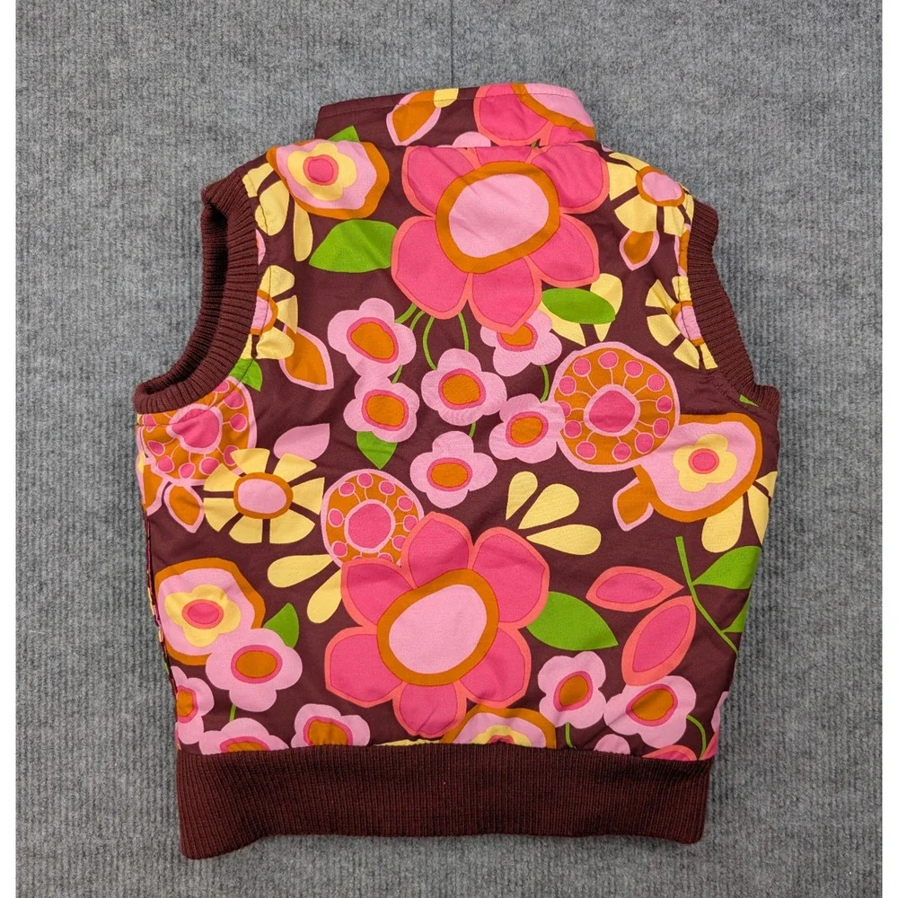 Hanna Andersson Puffer Vest Girls 5 110 Floral Retro Full Zip Y2K 70s Whimsical